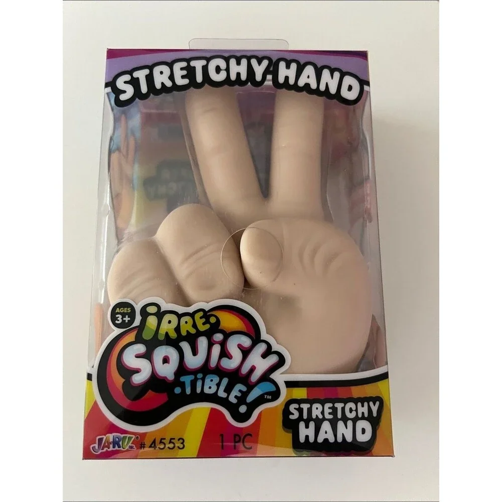 JARU STRETCHY HAND PEACE SIGN Squishy Strecth Toy 5” Viral